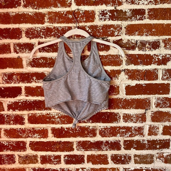 aerie gray & navy striped cropped tank top - Picture 7 of 8
